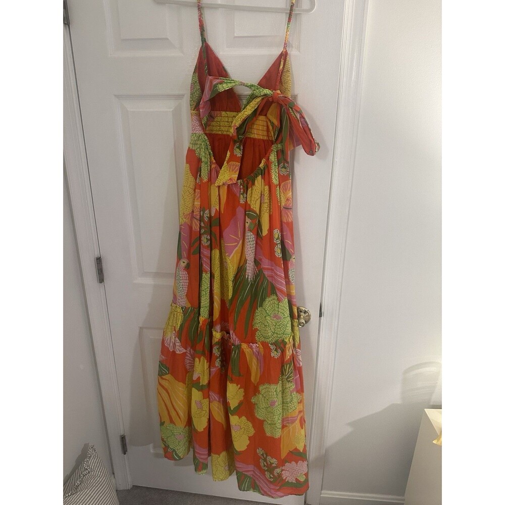 Farm Rio Tiered Bright Floral Cotton Maxi Dress NWOT - Picture 3 of 5
